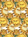 Seamless pattern with moon, Sun and mask Royalty Free Stock Photo